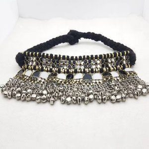 Turkmen Handmade Choker With Black and White Stones, Tribal Ethnic Choker